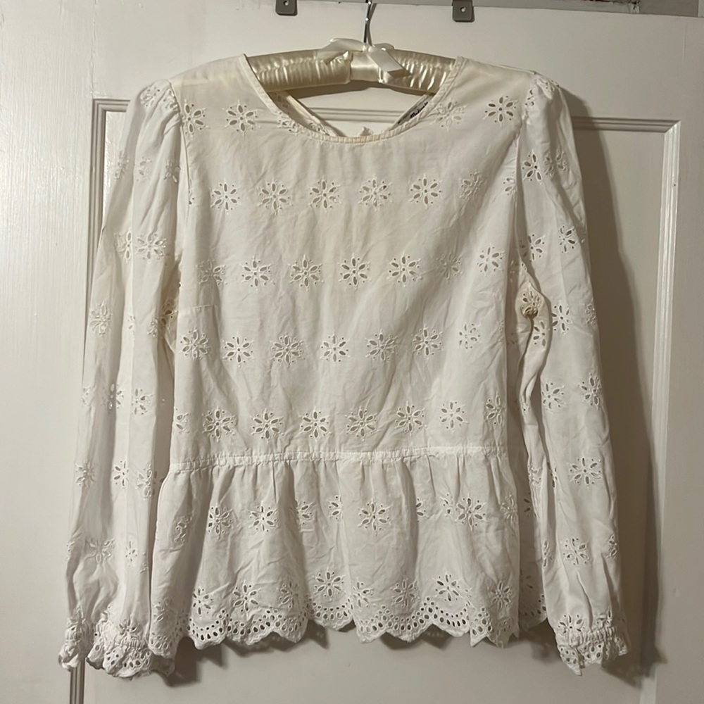 Madewell eyelet peplum blouse